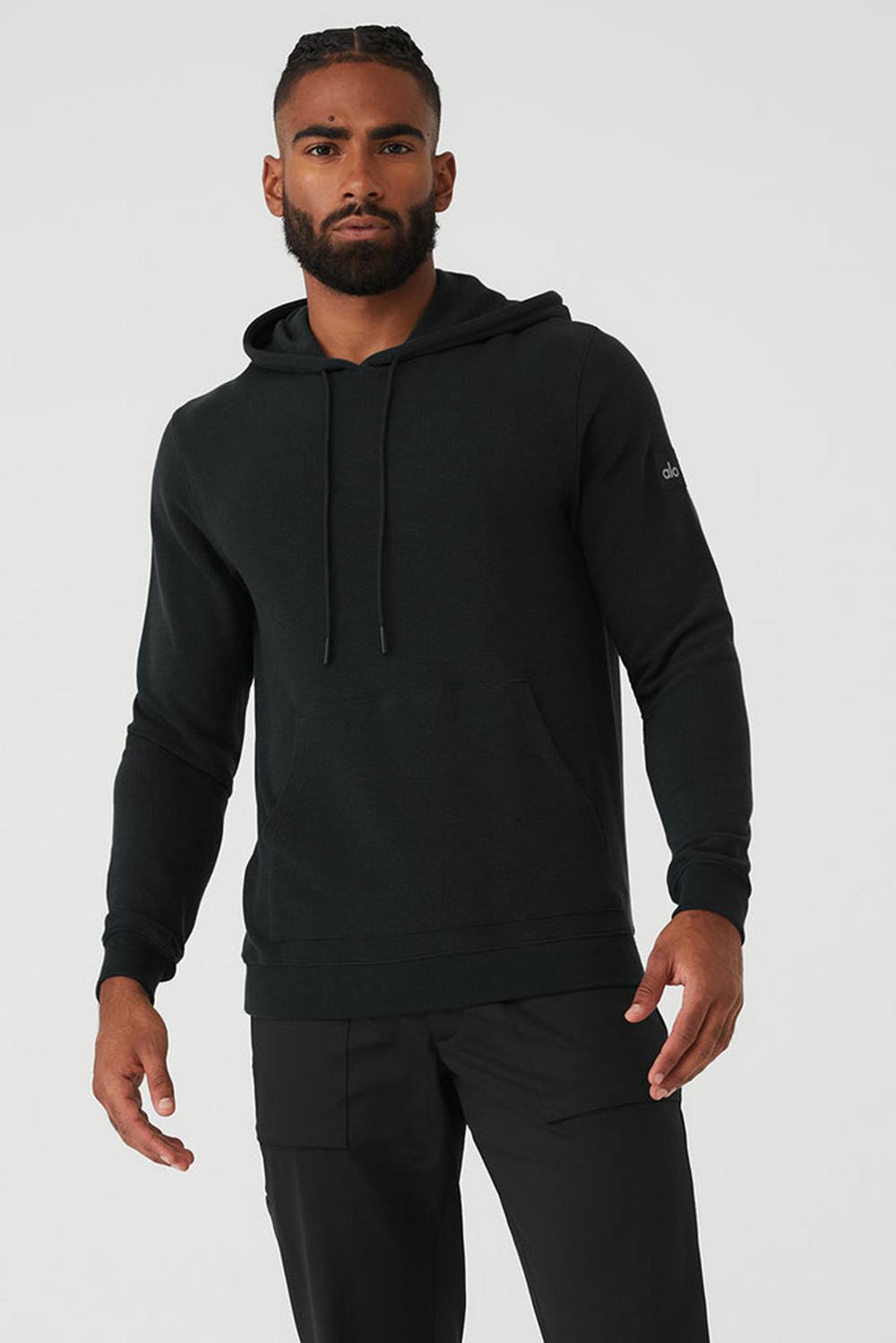Sudadera con Capucha Alo Yoga Micro Waffle Fast Break Hombre Negros | Mexico  AXT-247685