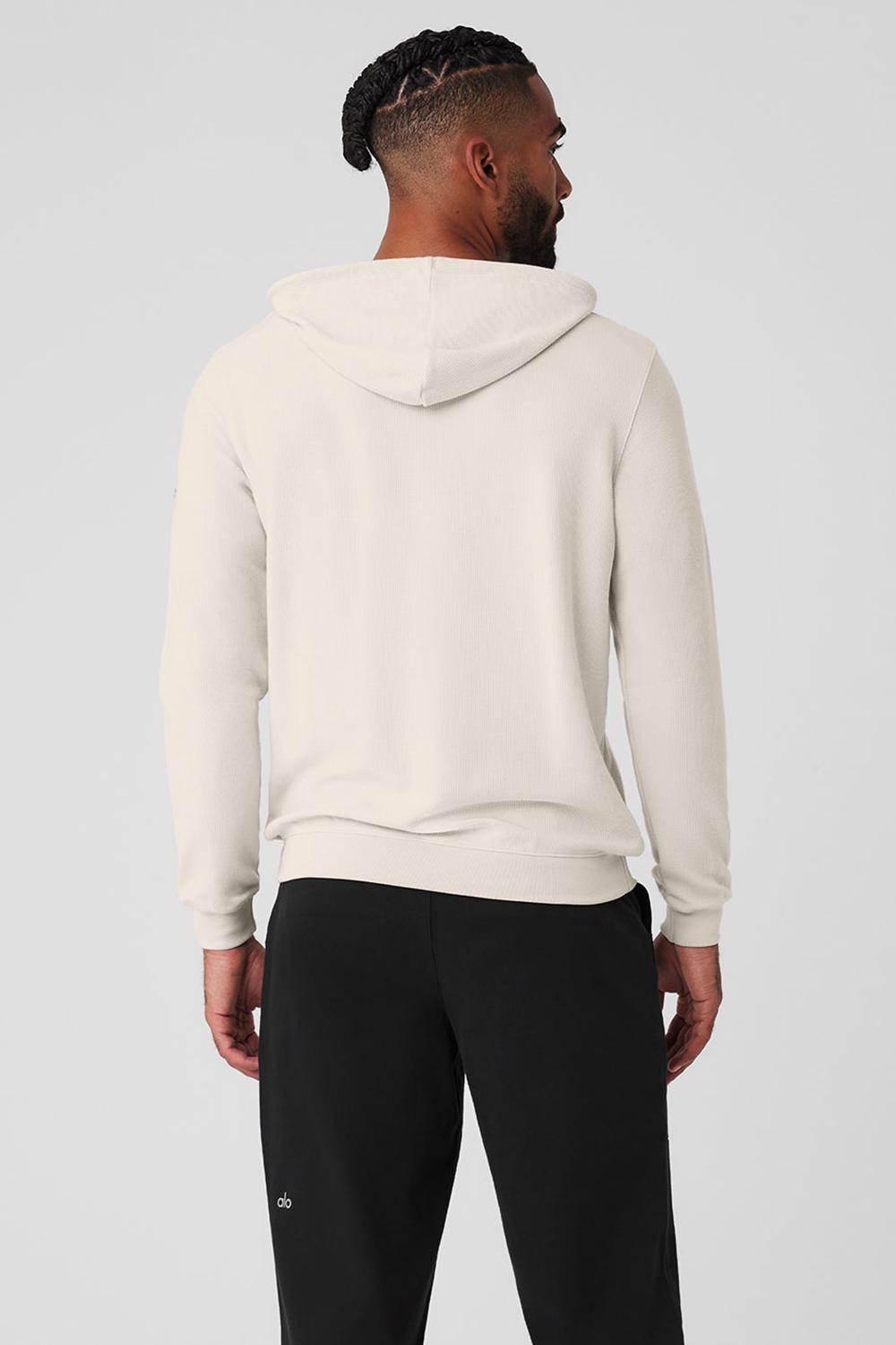 Sudadera con Capucha Alo Yoga Micro Waffle Fast Break Hombre Bone | Mexico  ZQD-416073
