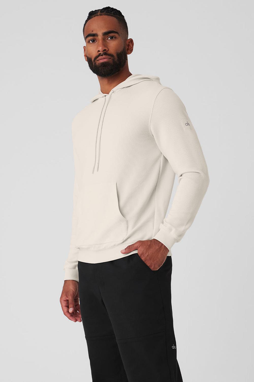 Sudadera con Capucha Alo Yoga Micro Waffle Fast Break Hombre Bone | Mexico  ZQD-416073