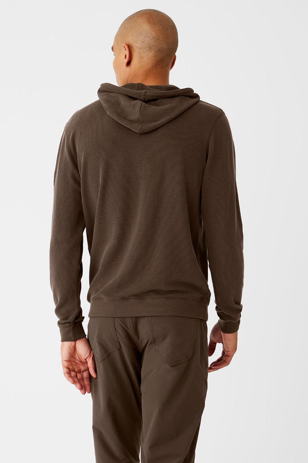Sudadera con Capucha Alo Yoga Micro Waffle Fast Break Hombre Espresso | Mexico  AGS-837456