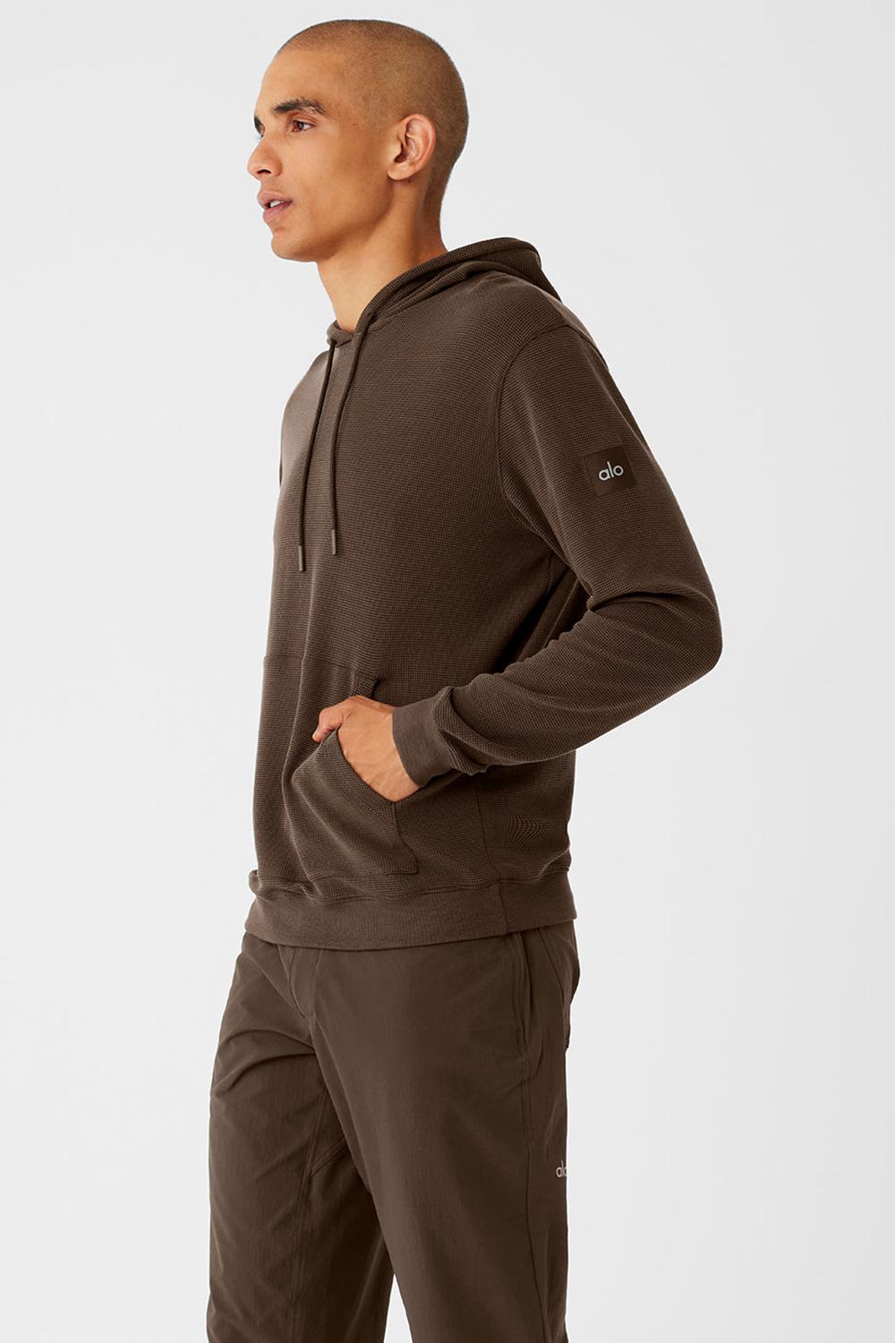 Sudadera con Capucha Alo Yoga Micro Waffle Fast Break Hombre Espresso | Mexico  AGS-837456