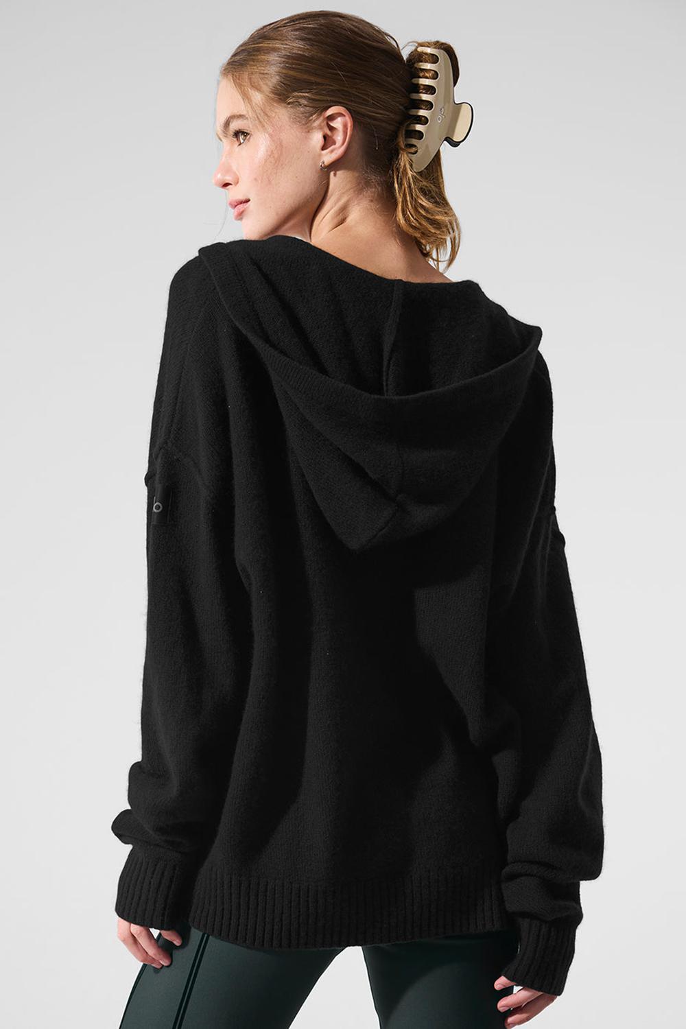 Sudadera con Capucha Alo Yoga New Class Cashmere Full Zip Mujer Negros | Mexico  TSA-329654