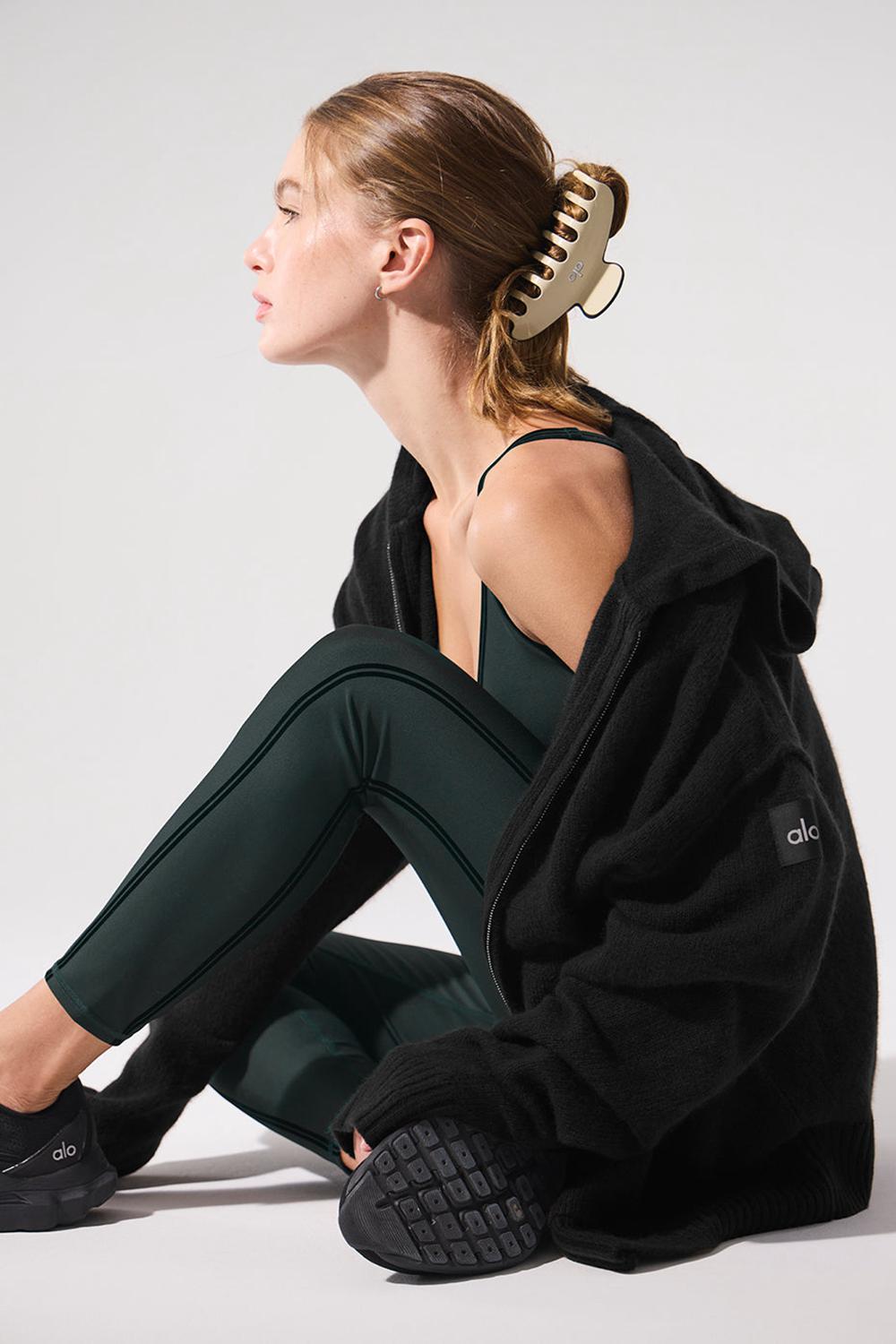 Sudadera con Capucha Alo Yoga New Class Cashmere Full Zip Mujer Negros | Mexico  TSA-329654