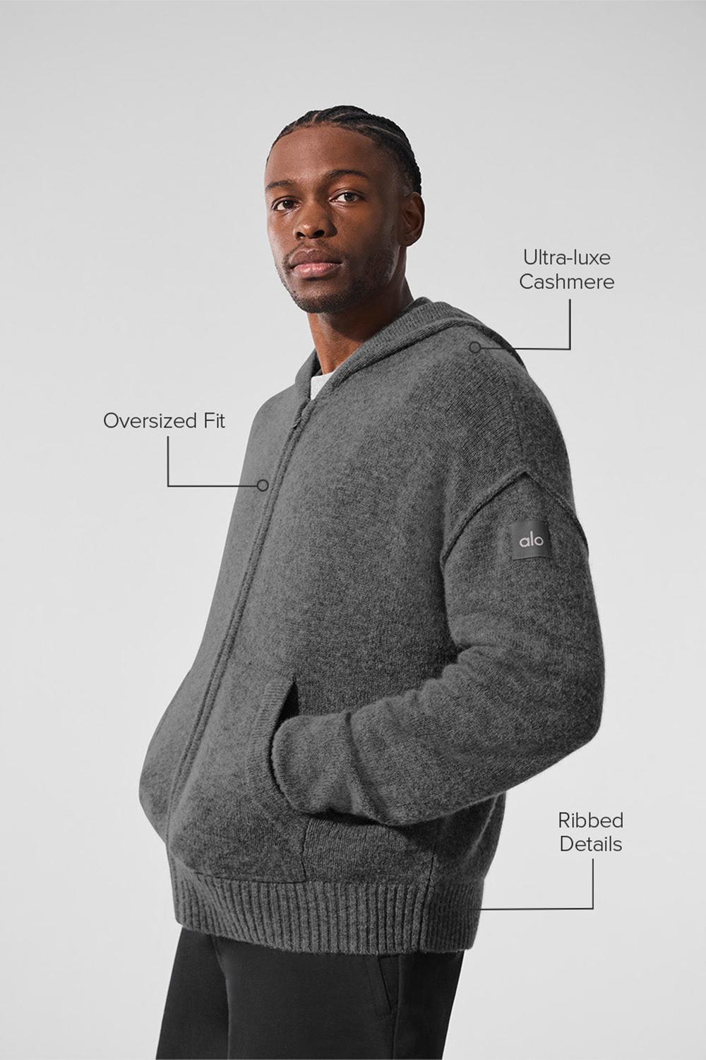 Sudadera con Capucha Alo Yoga New Class Cashmere Full Zip Hombre Plateadas Grises | Mexico  DGW-365971