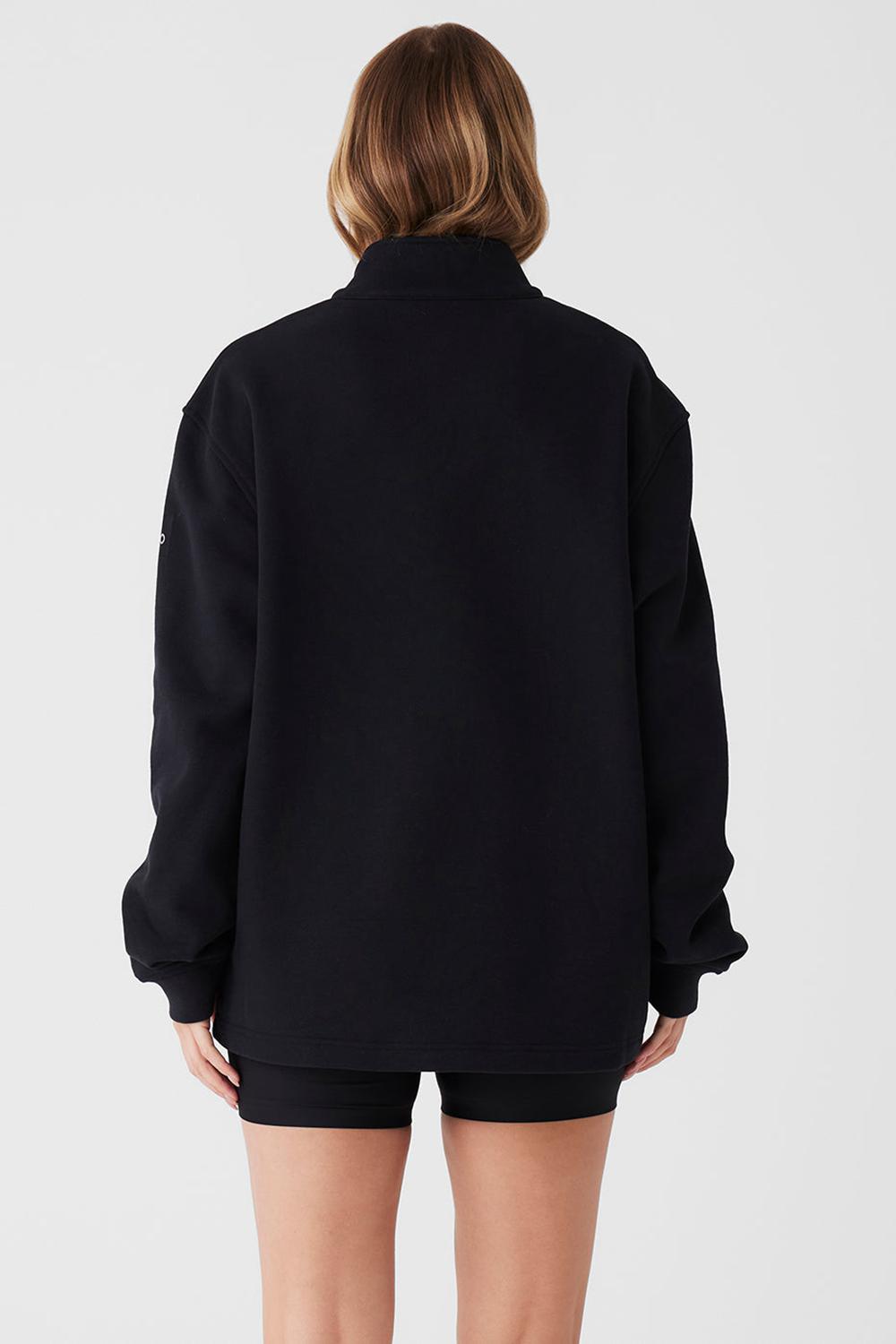 Sudadera con Capucha Alo Yoga Renown Heavy Weight 1/4 Zip Mujer Negros | Mexico  NQX-480679