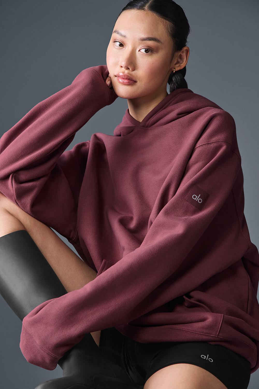 Sudadera con Capucha Alo Yoga Renown Heavy Weight Mujer Vino | Mexico  JBM-684719