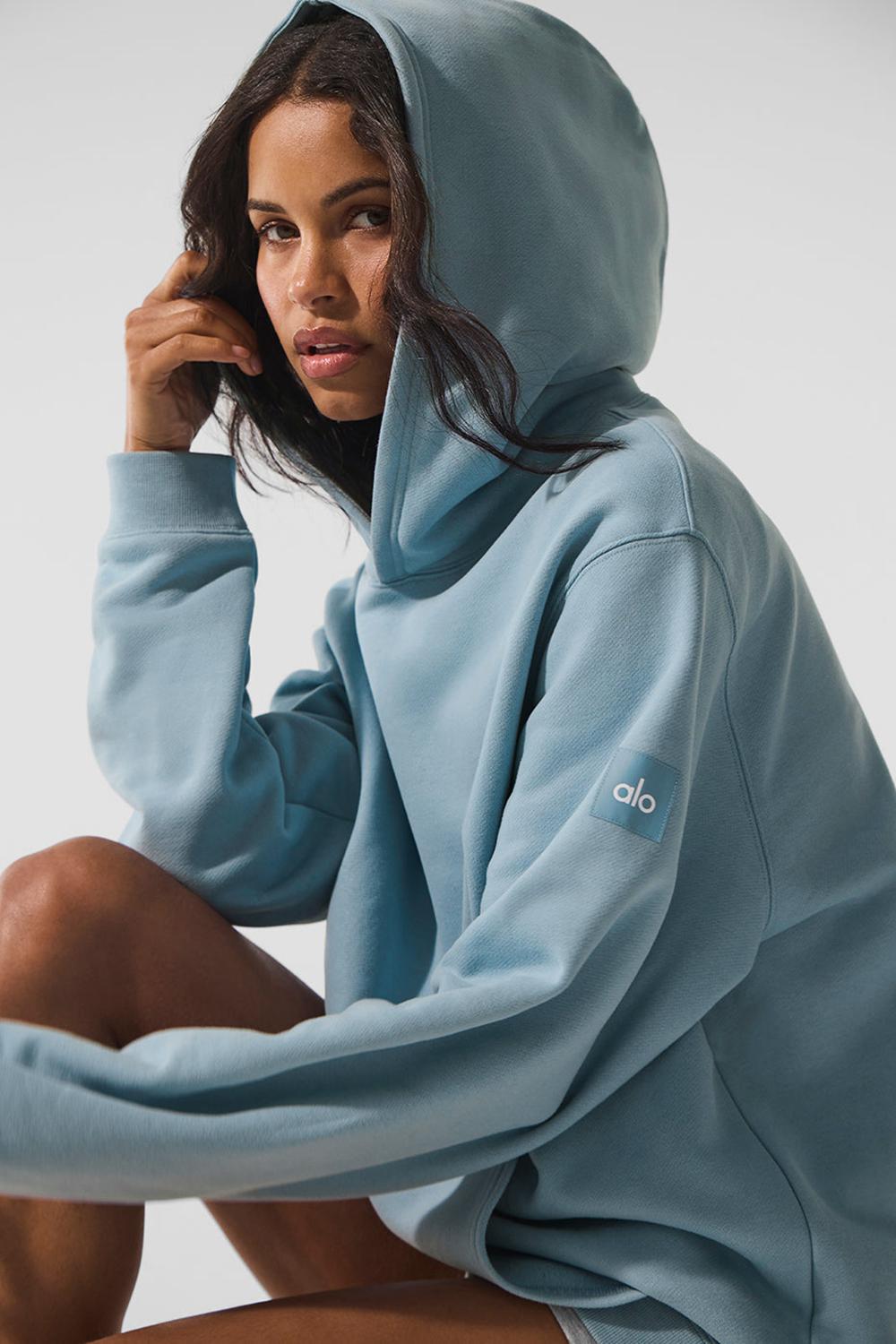 Sudadera con Capucha Alo Yoga Renown Heavy Weight Mujer Azules | Mexico  DUB-649732