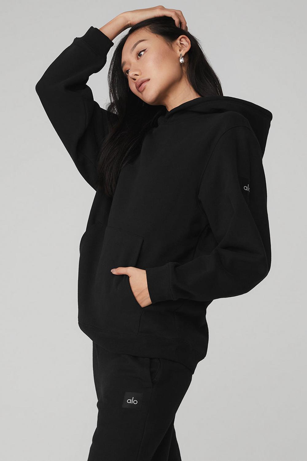 Sudadera con Capucha Alo Yoga Renown Heavy Weight Mujer Negros | Mexico  DYF-720519