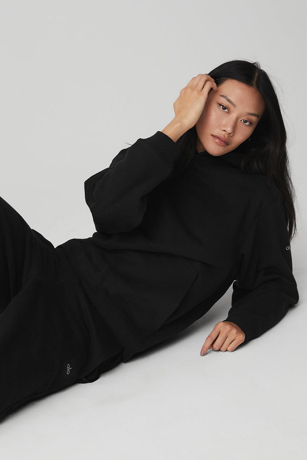 Sudadera con Capucha Alo Yoga Renown Heavy Weight Mujer Negros | Mexico  DYF-720519
