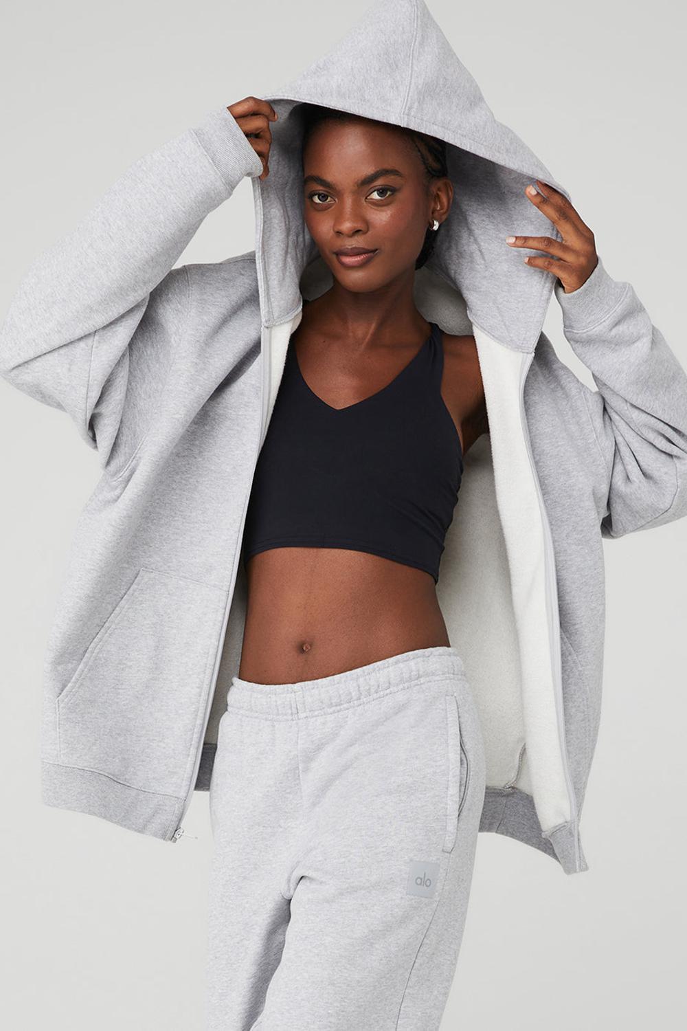 Sudadera con Capucha Alo Yoga Renown Heavy Weight Full Zip Mujer Grises | Mexico  XQO-726843