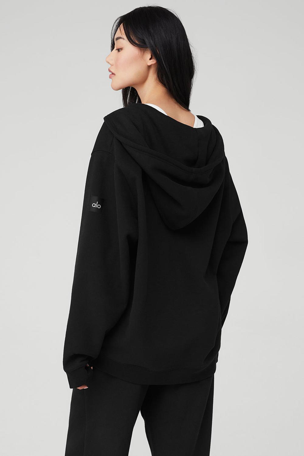 Sudadera con Capucha Alo Yoga Renown Heavy Weight Full Zip Mujer Negros | Mexico  LQE-439586