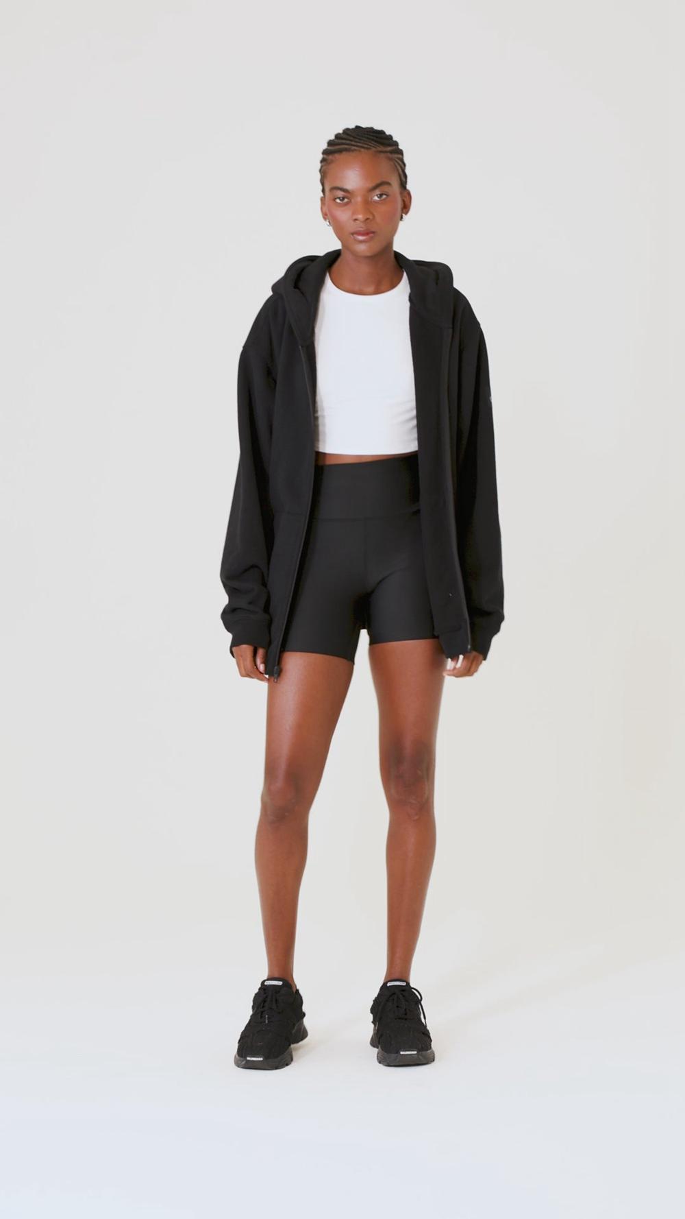 Sudadera con Capucha Alo Yoga Renown Heavy Weight Full Zip Mujer Negros | Mexico  LQE-439586