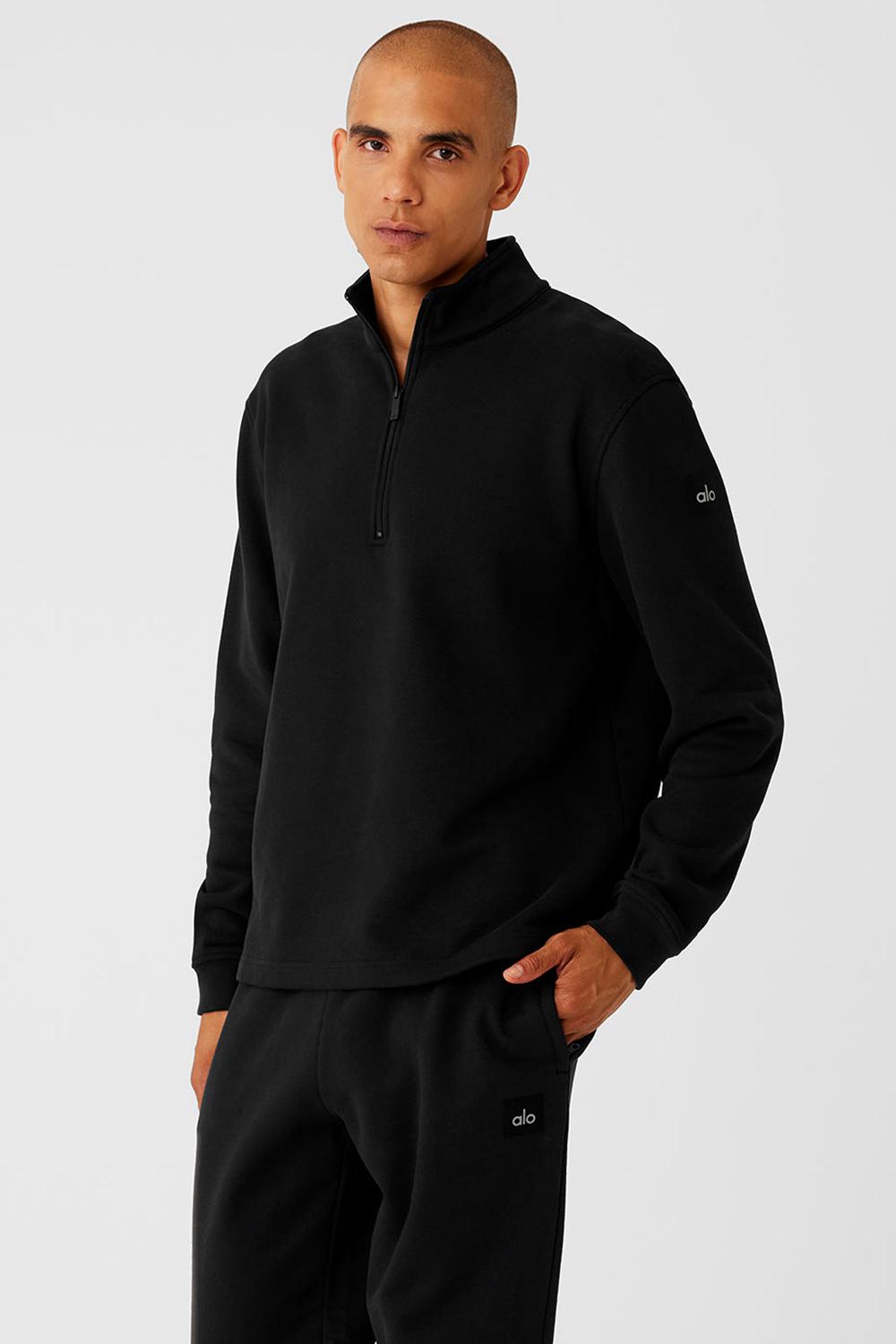 Sudadera con Capucha Alo Yoga Renown Heavy Weight 1/4 Zip Hombre Negros | Mexico  YRI-395082