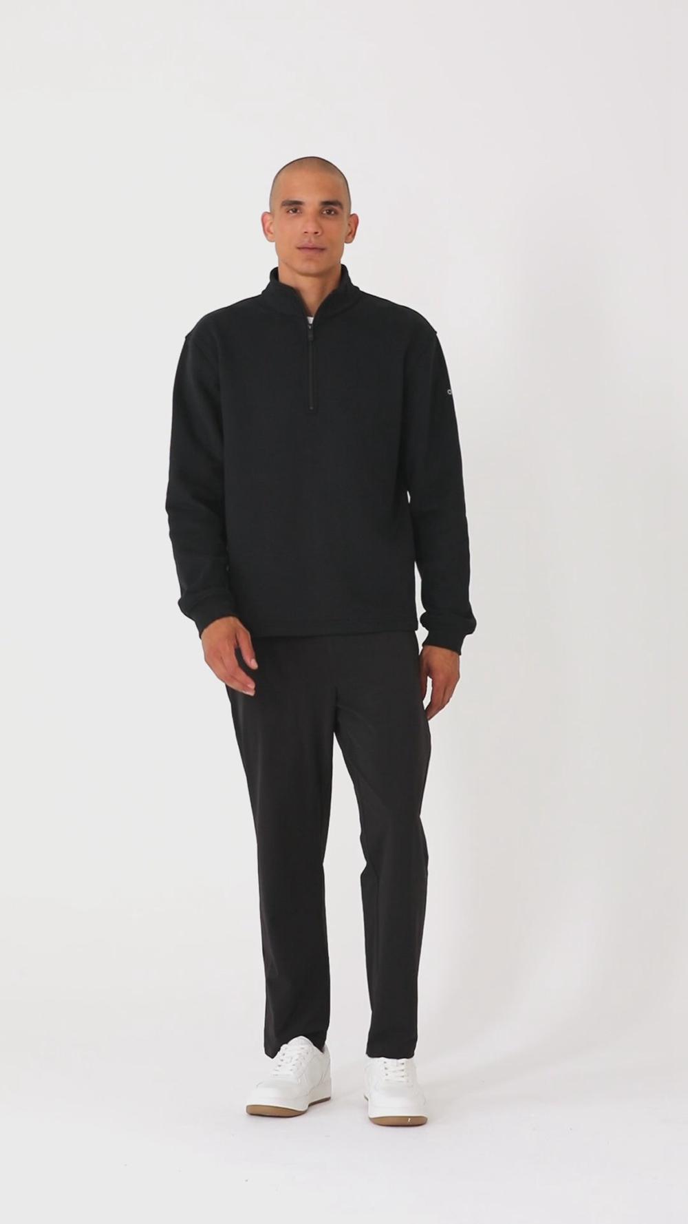Sudadera con Capucha Alo Yoga Renown Heavy Weight 1/4 Zip Hombre Negros | Mexico  YRI-395082