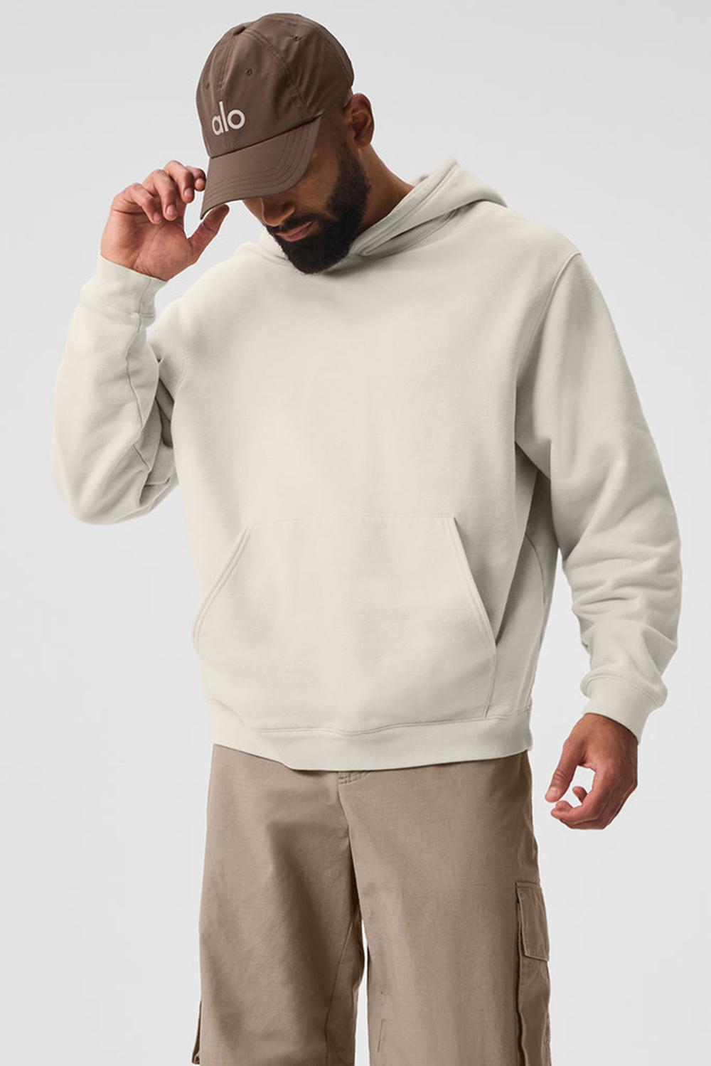 Sudadera con Capucha Alo Yoga Renown Heavy Weight Hombre Bone | Mexico  KNX-693742