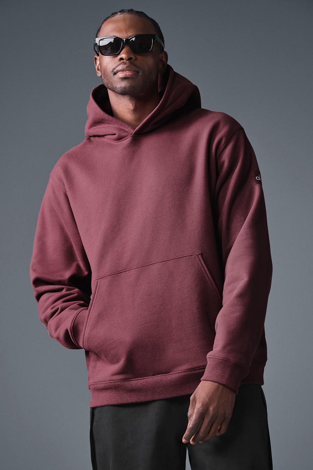 Sudadera con Capucha Alo Yoga Renown Heavy Weight Hombre Vino | Mexico  SRN-375641