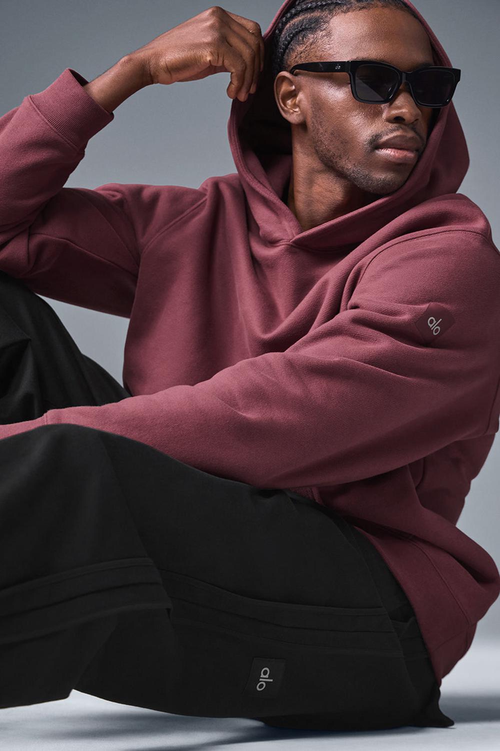 Sudadera con Capucha Alo Yoga Renown Heavy Weight Hombre Vino | Mexico  SRN-375641