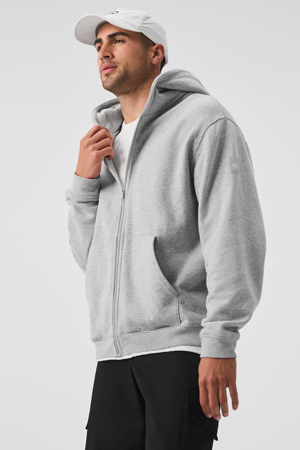 Sudadera con Capucha Alo Yoga Renown Heavy Weight Full Zip Hombre Grises | Mexico  NRL-984062