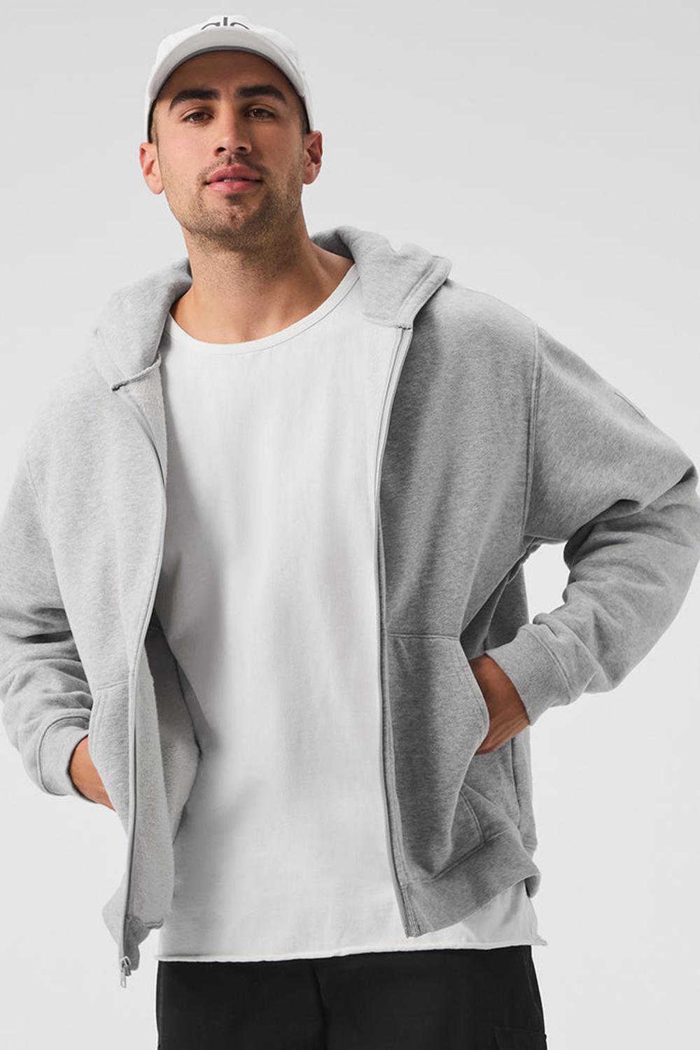 Sudadera con Capucha Alo Yoga Renown Heavy Weight Full Zip Hombre Grises | Mexico  NRL-984062