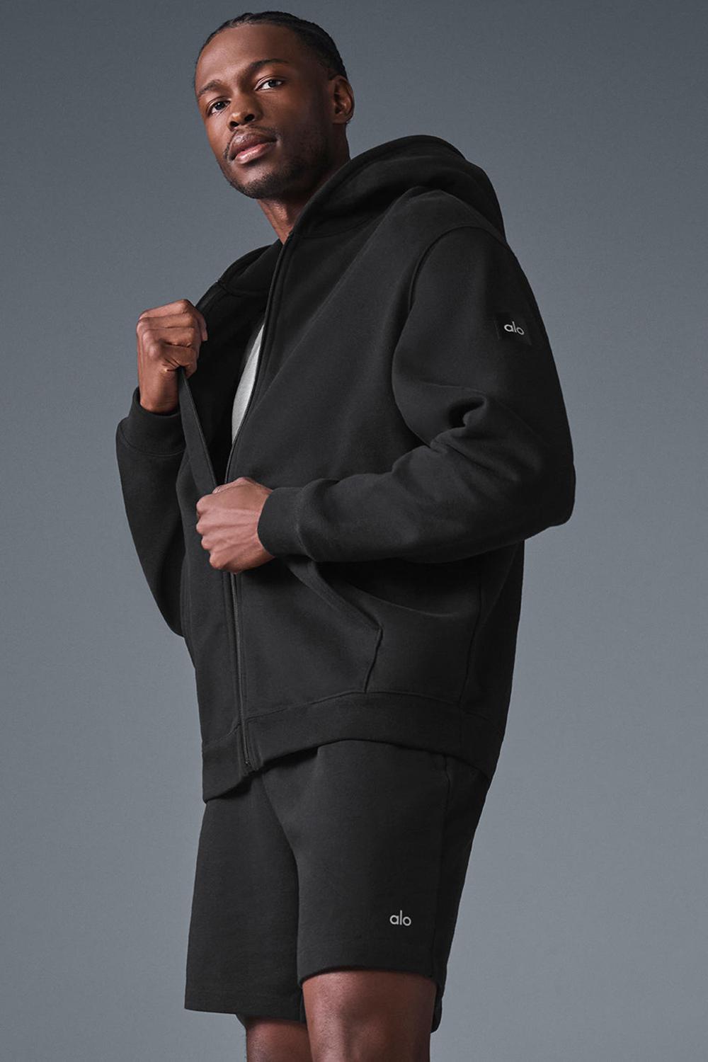 Sudadera con Capucha Alo Yoga Renown Heavy Weight Full Zip Hombre Negros | Mexico  AUX-839264
