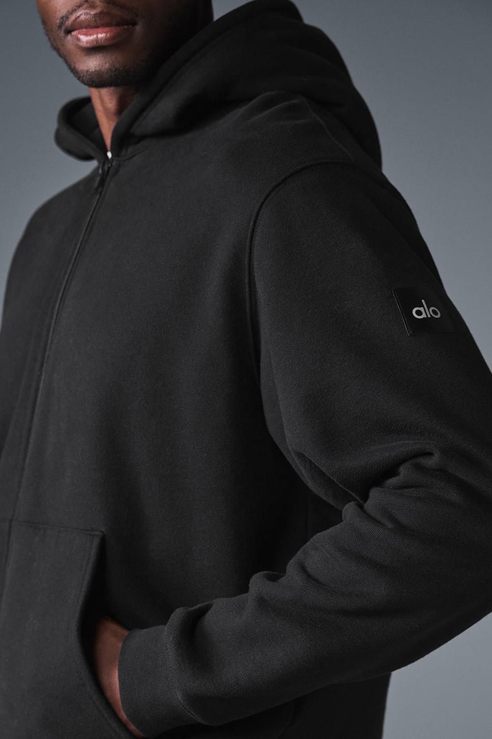 Sudadera con Capucha Alo Yoga Renown Heavy Weight Full Zip Hombre Negros | Mexico  AUX-839264