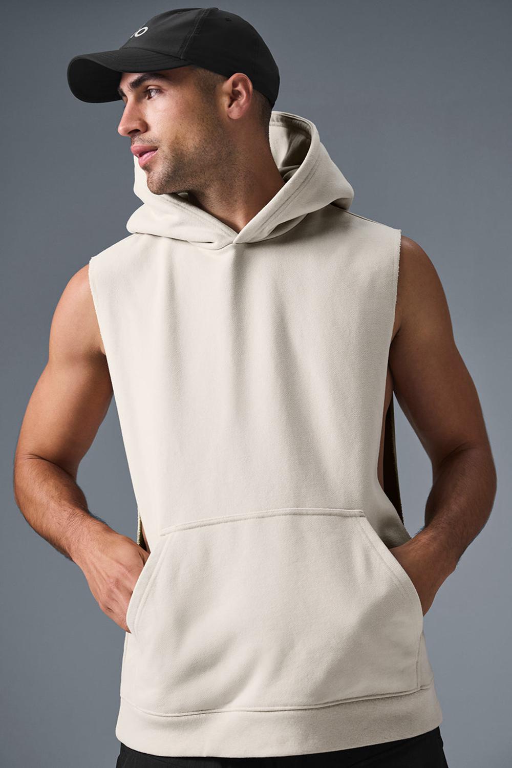 Sudadera con Capucha Alo Yoga Renown Sleeveless Hombre Bone | Mexico  BWE-857302