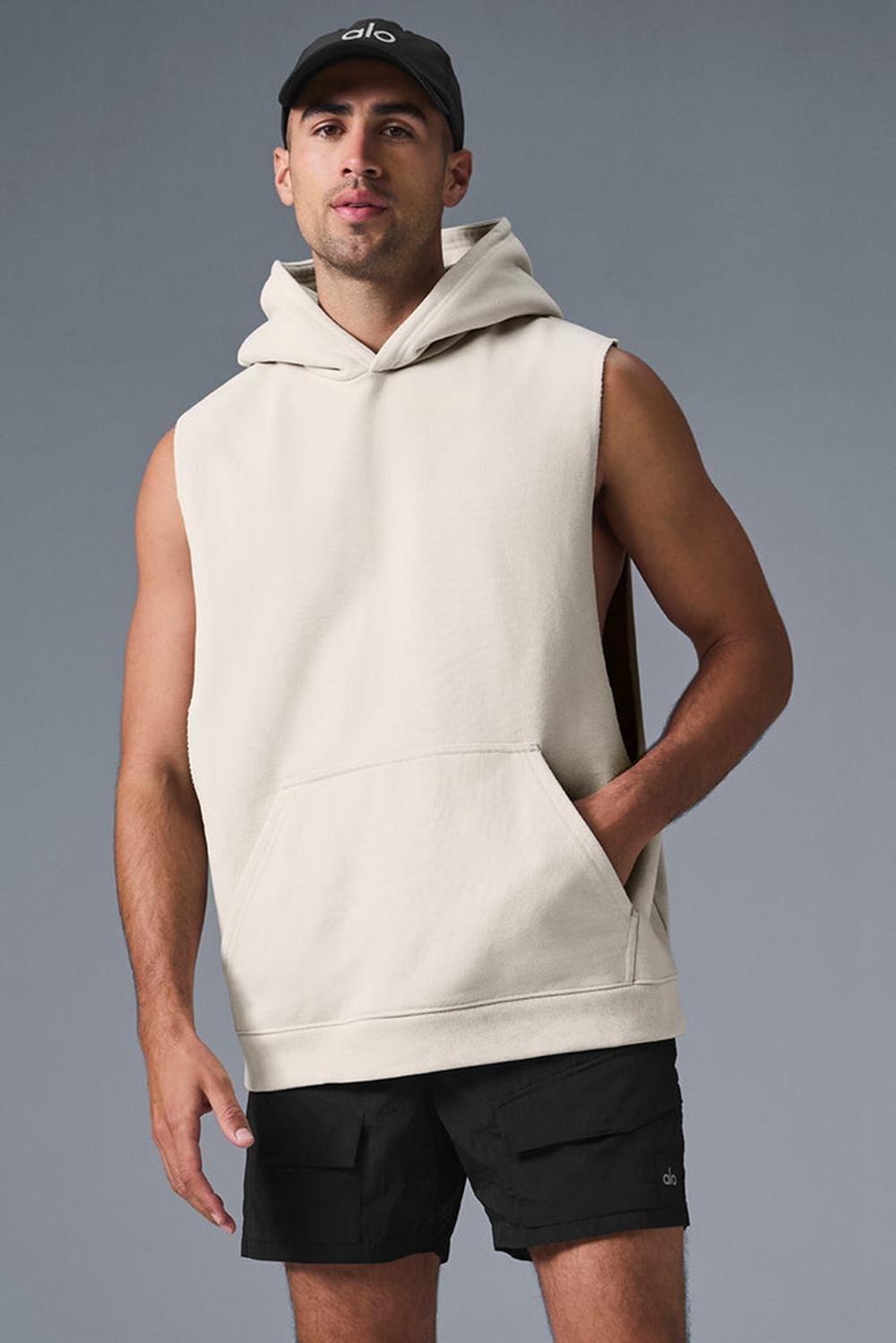 Sudadera con Capucha Alo Yoga Renown Sleeveless Hombre Bone | Mexico  BWE-857302