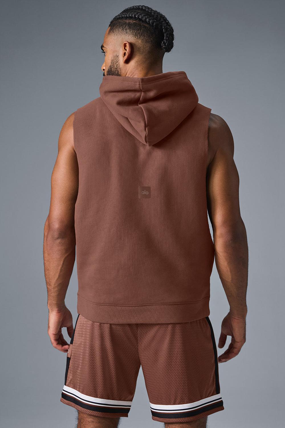 Sudadera con Capucha Alo Yoga Renown Sleeveless Hombre Chestnut | Mexico  CPZ-974238