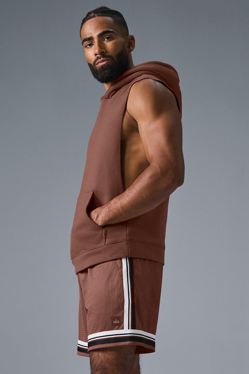 Sudadera con Capucha Alo Yoga Renown Sleeveless Hombre Chestnut | Mexico  CPZ-974238