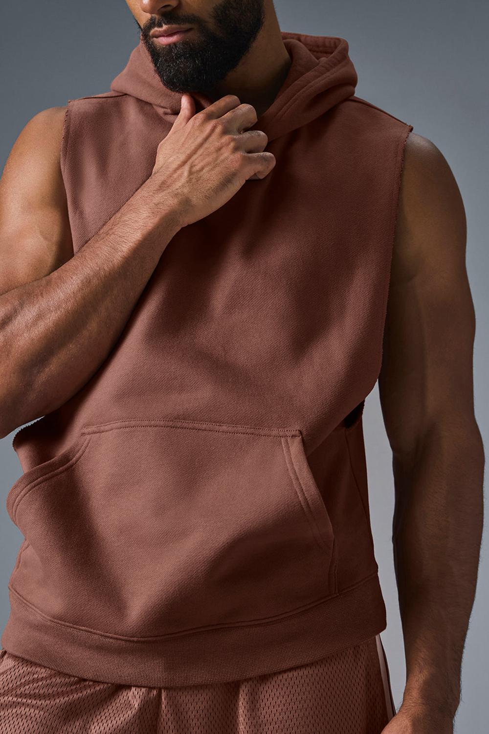Sudadera con Capucha Alo Yoga Renown Sleeveless Hombre Chestnut | Mexico  CPZ-974238