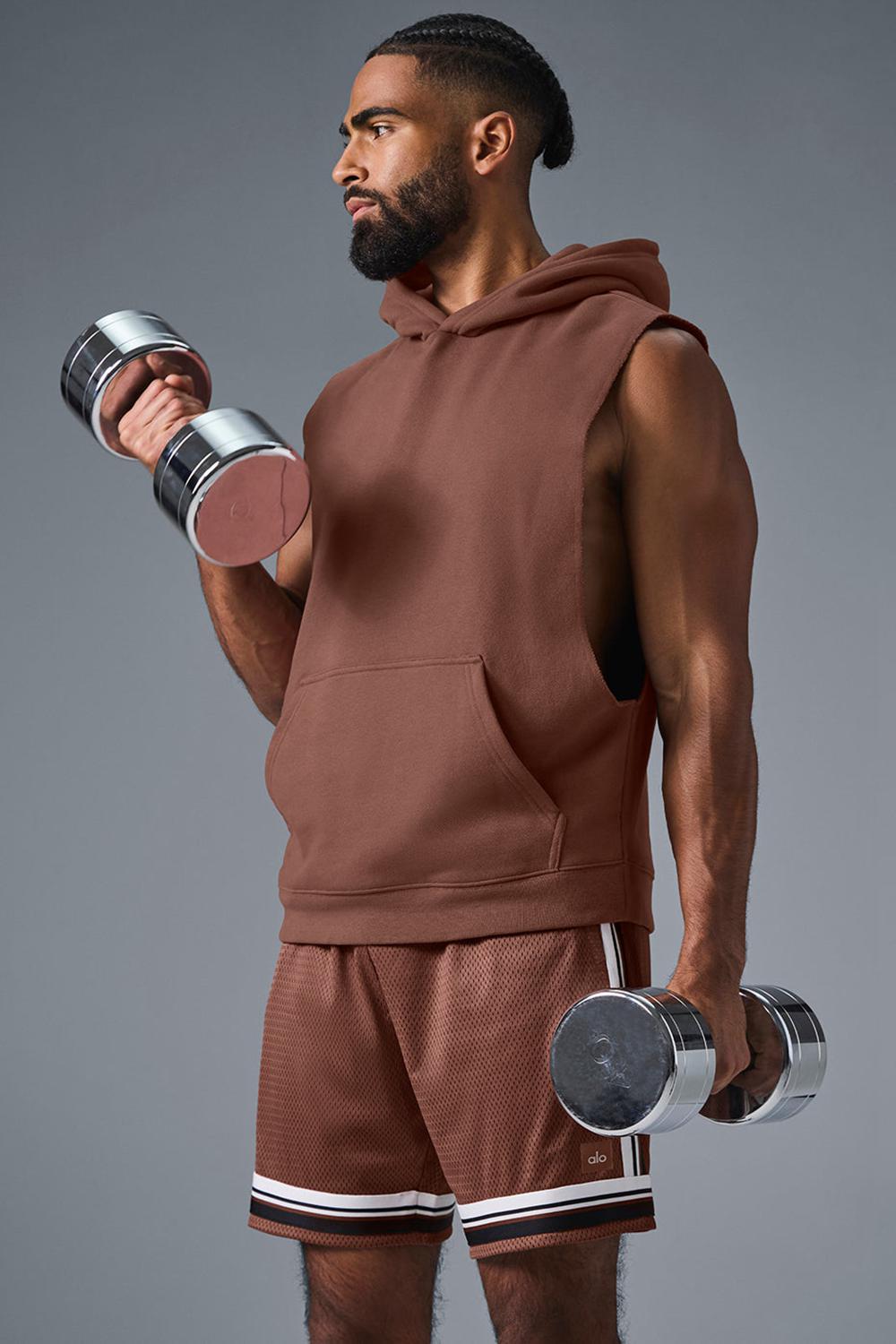 Sudadera con Capucha Alo Yoga Renown Sleeveless Hombre Chestnut | Mexico  CPZ-974238