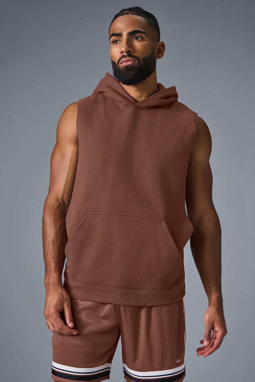 Sudadera con Capucha Alo Yoga Renown Sleeveless Hombre Chestnut | Mexico  CPZ-974238