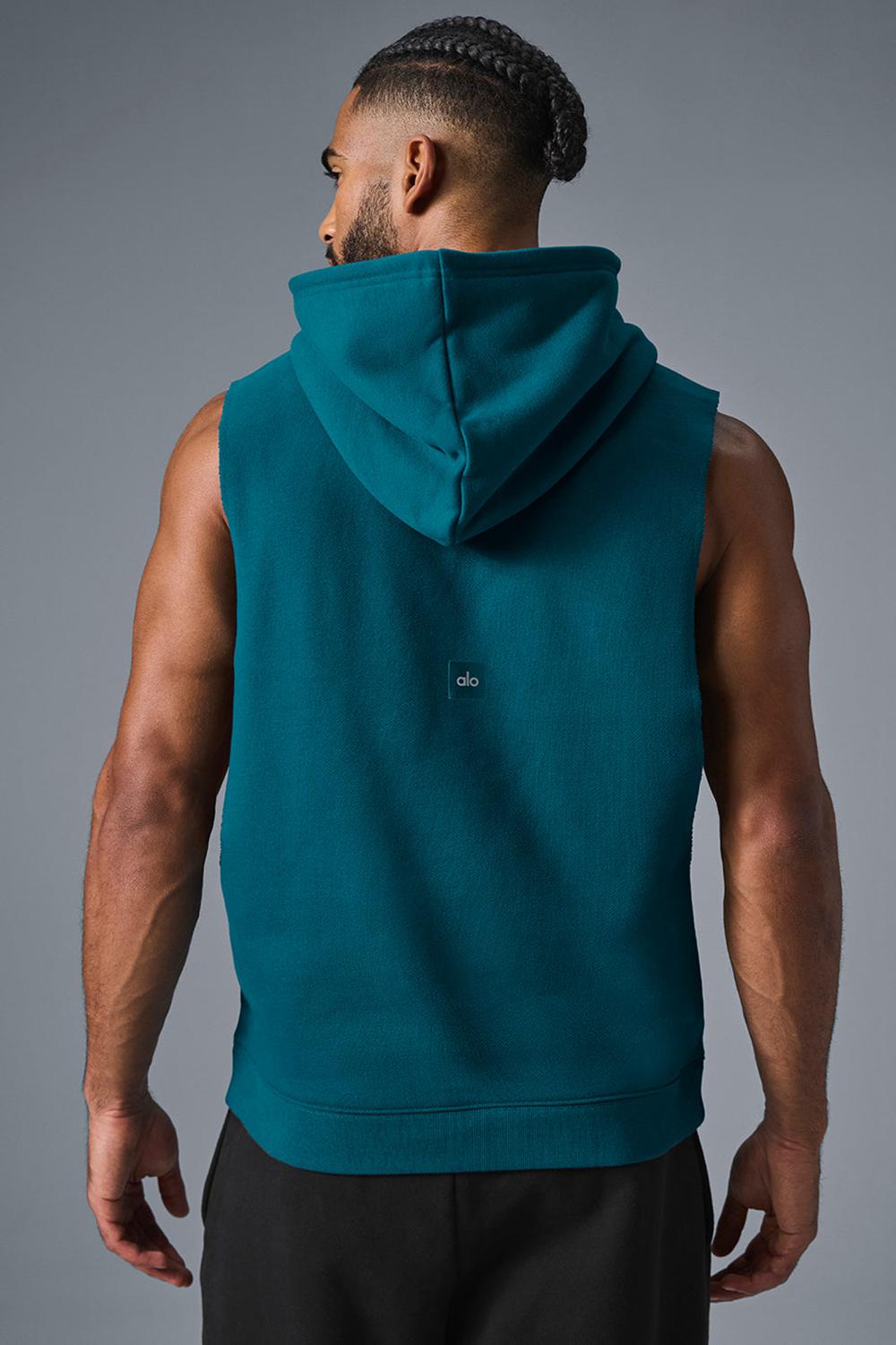 Sudadera con Capucha Alo Yoga Renown Sleeveless Hombre Oceanic Teal | Mexico  PLZ-734096