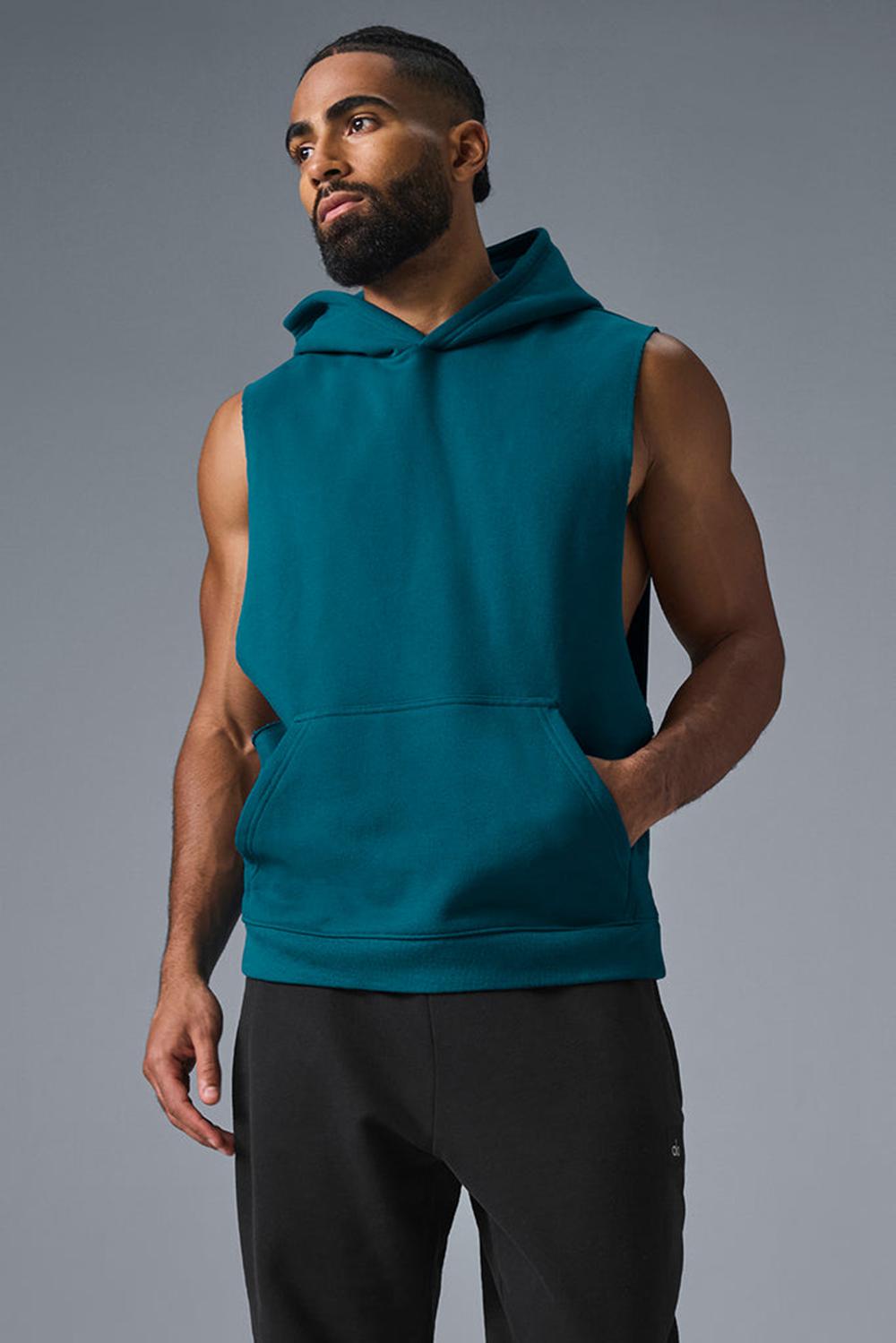 Sudadera con Capucha Alo Yoga Renown Sleeveless Hombre Oceanic Teal | Mexico  PLZ-734096