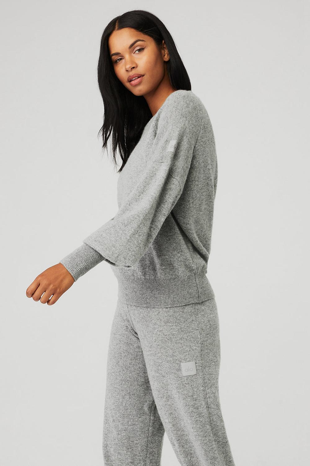 Sudaderas Alo Yoga Cashmere Jet Set Crew Mujer Grises | Mexico  VPK-057316