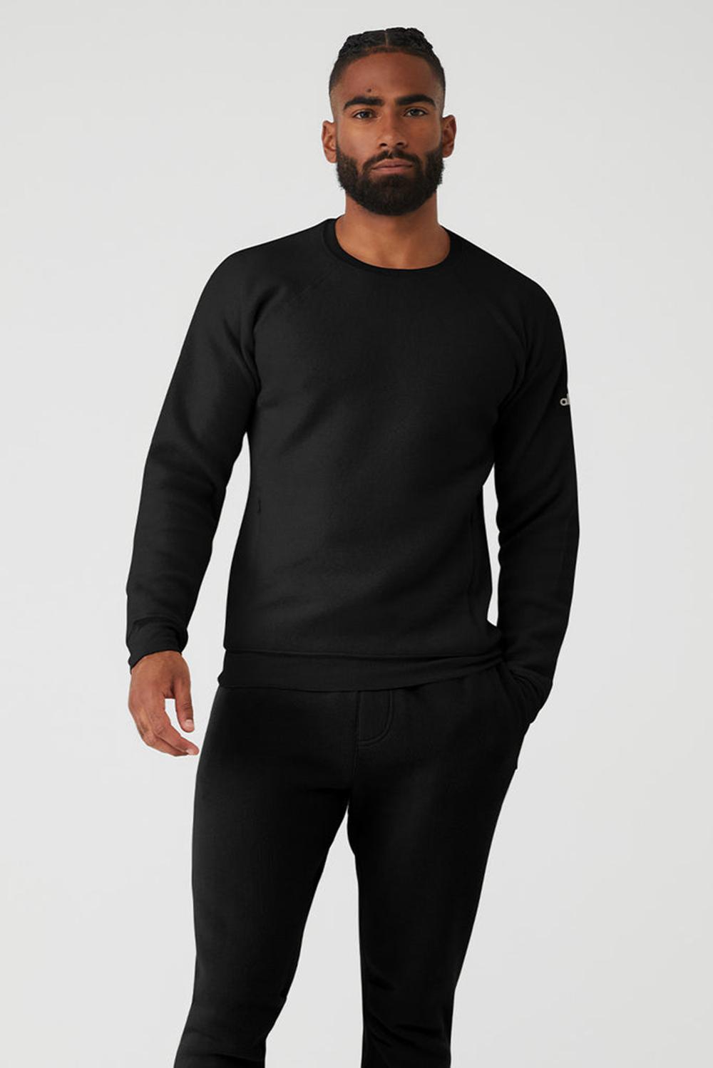 Sudaderas Alo Yoga Triumph Crew Neck Hombre Negros | Mexico  WHF-094238