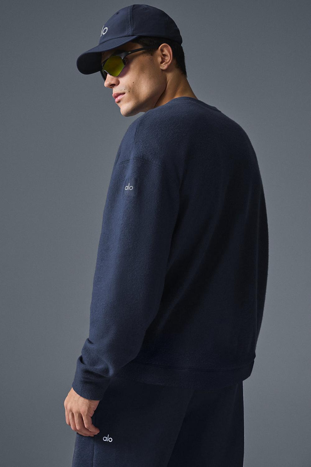 Sudaderas Alo Yoga Triumph Restore Crew Neck Hombre Azul Marino | Mexico  NWT-913647