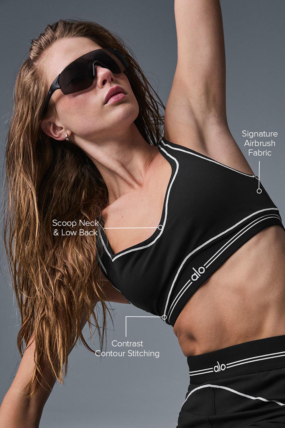 Sujetador Deportivo Alo Yoga Airbrush Heart Throb Mujer Negros Blancos | Mexico  WYG-803459