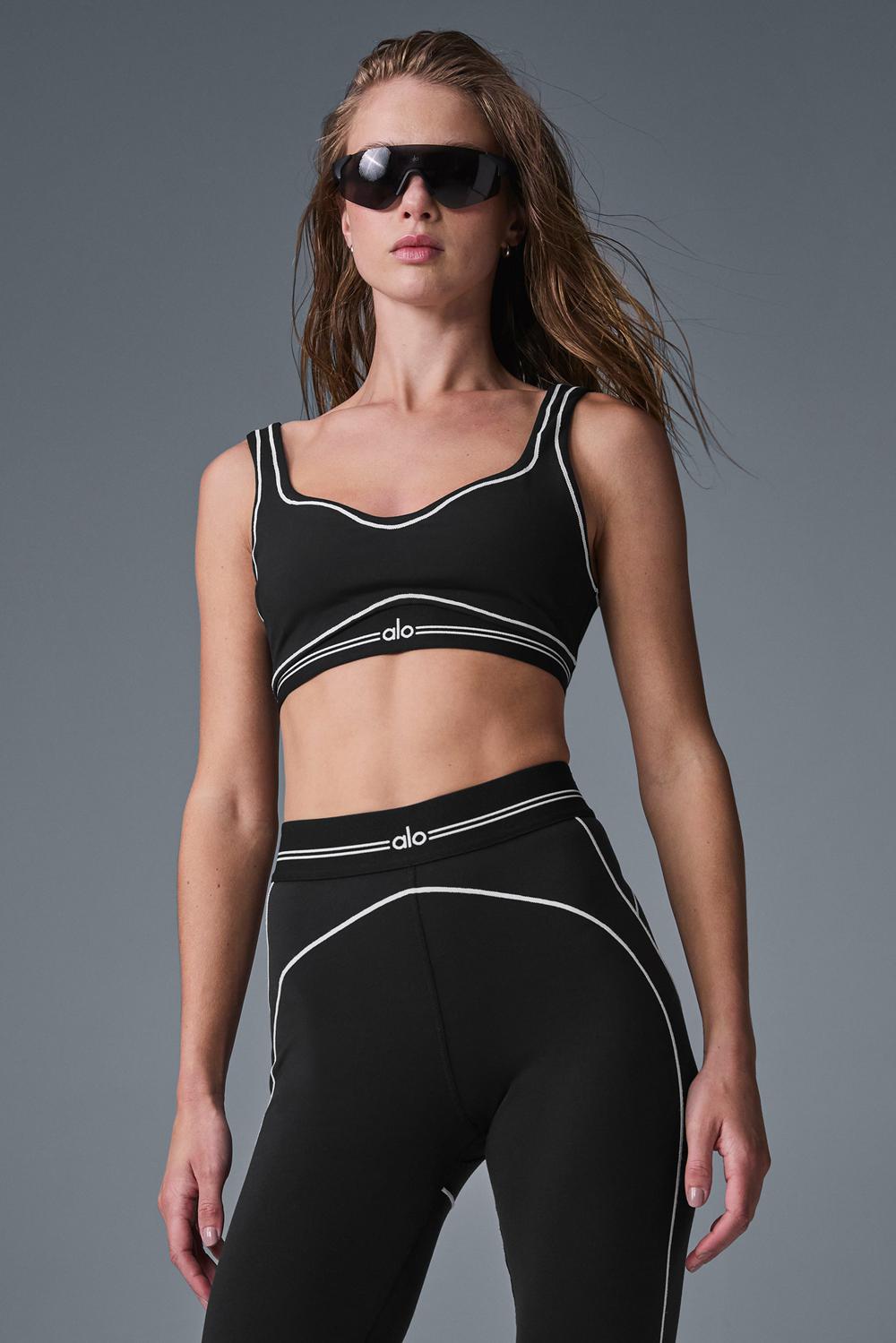 Sujetador Deportivo Alo Yoga Airbrush Heart Throb Mujer Negros Blancos | Mexico  WYG-803459