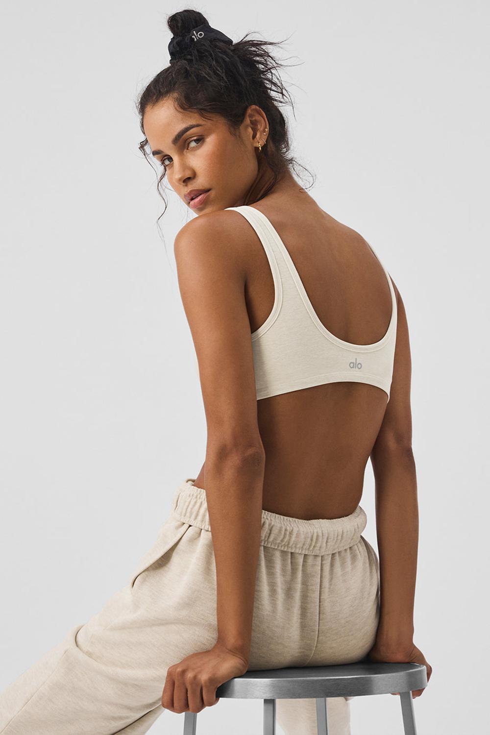 Sujetador Deportivo Alo Yoga Alosoft Center Stage Mujer Oatmeal Heather | Mexico  LYG-368547