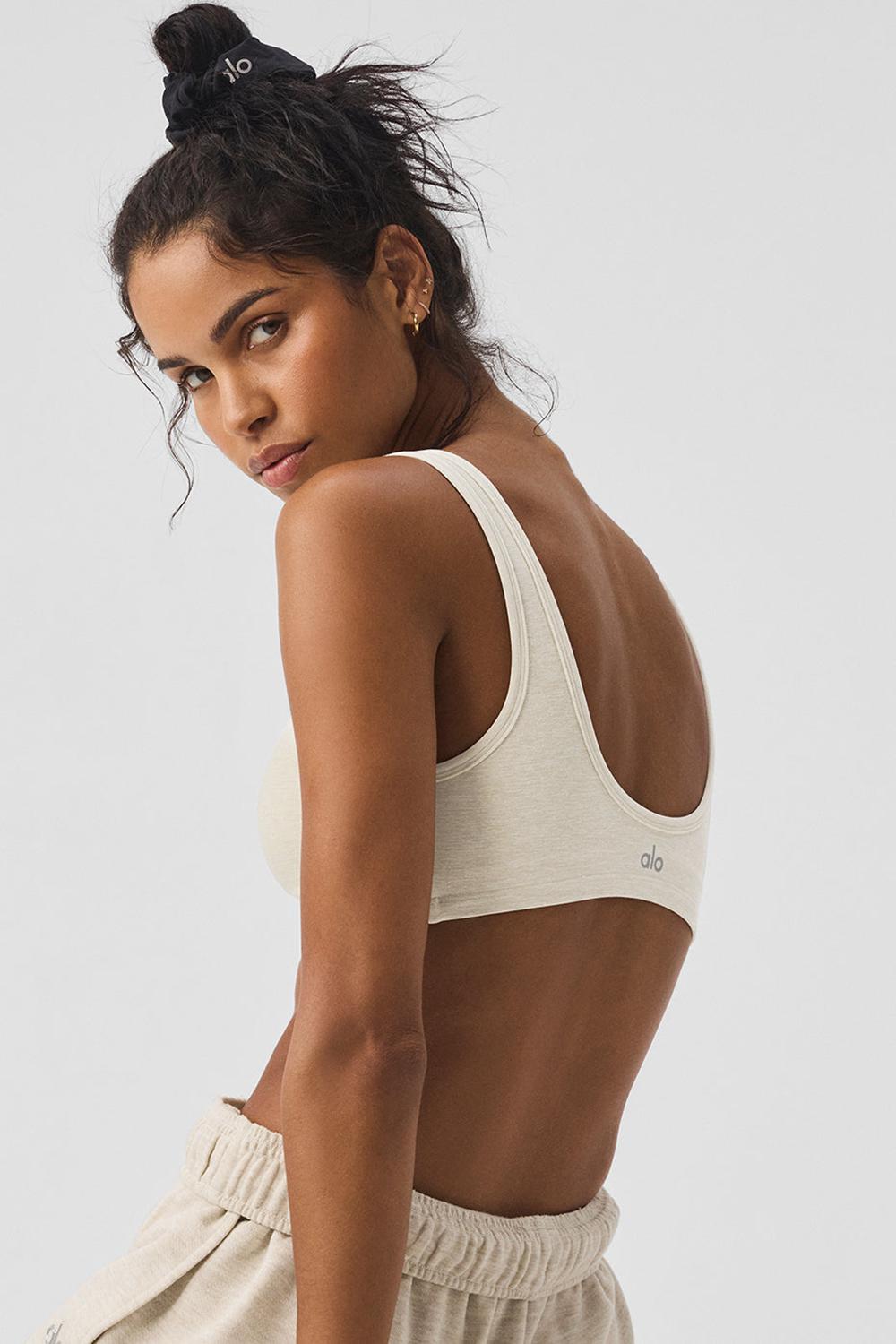 Sujetador Deportivo Alo Yoga Alosoft Center Stage Mujer Oatmeal Heather | Mexico  LYG-368547