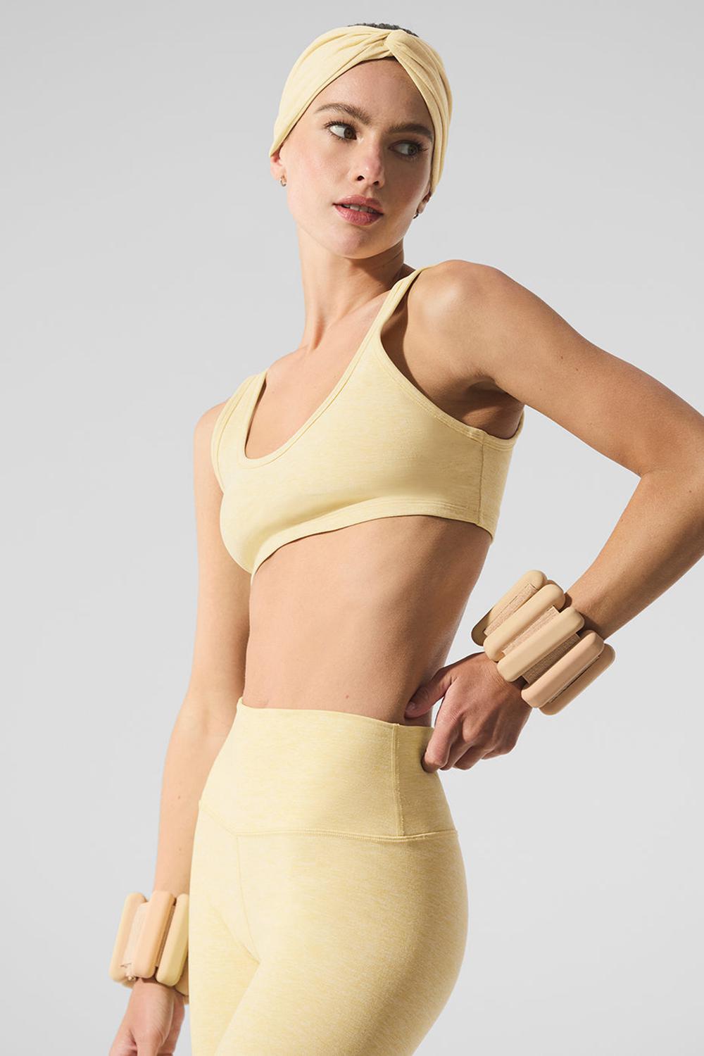 Sujetador Deportivo Alo Yoga Alosoft Center Stage Mujer Warm Butter Heather | Mexico  HPU-025183