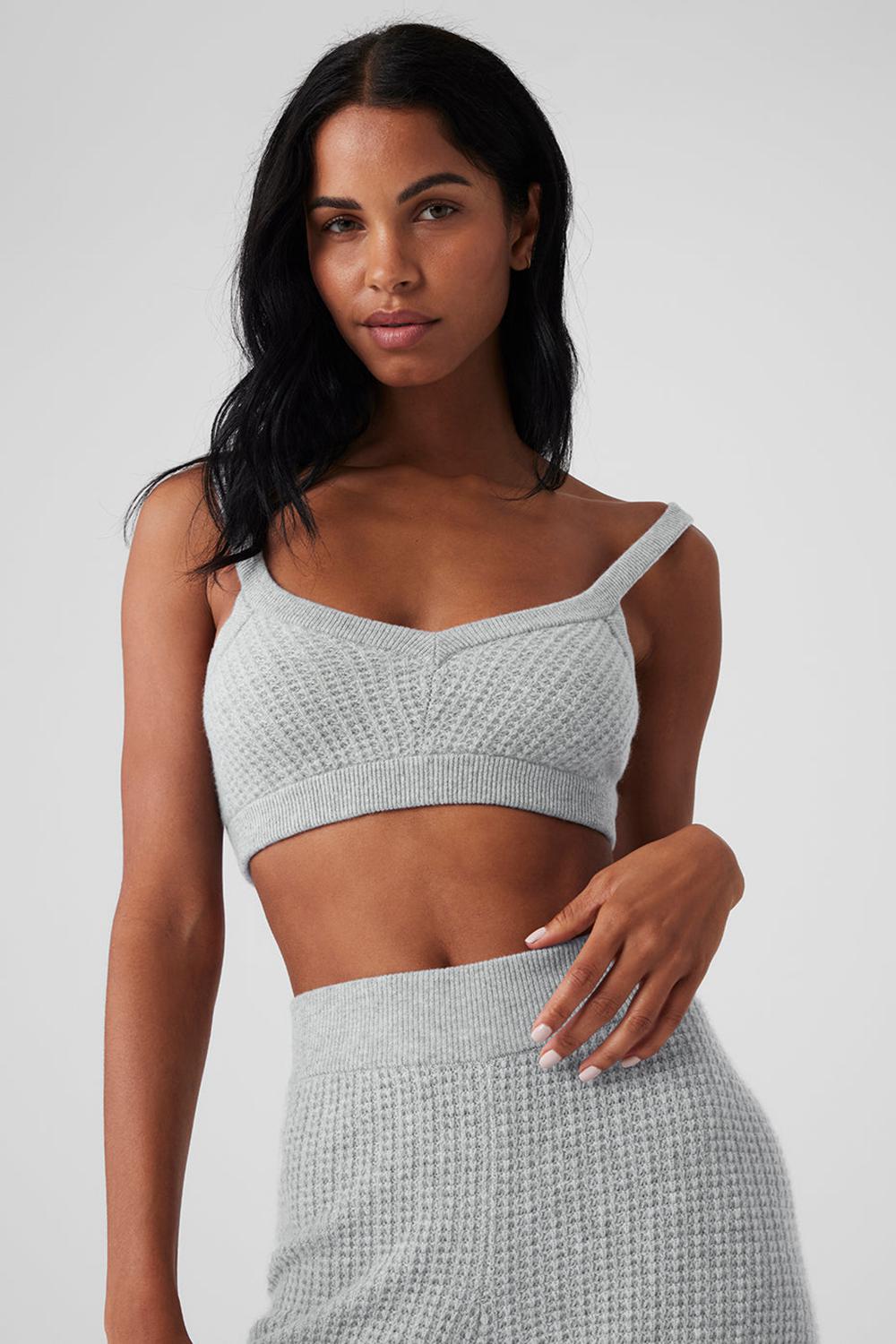 Sujetador Deportivo Alo Yoga Cashmere Plush Waffle V-Neck Mujer Grises | Mexico  XJB-527480