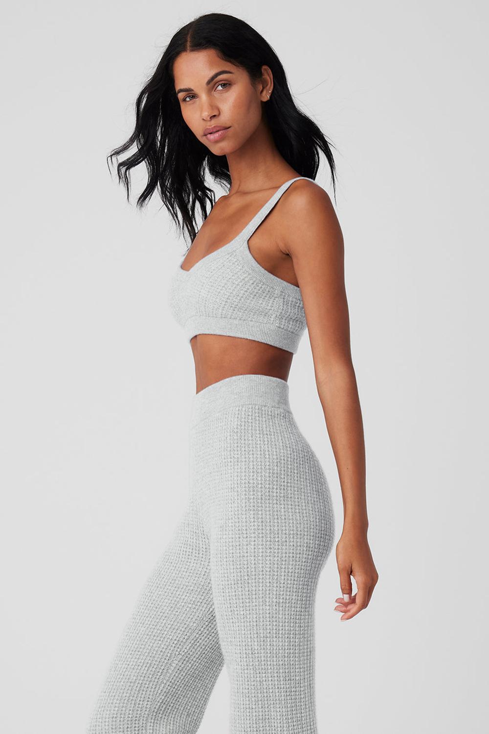 Sujetador Deportivo Alo Yoga Cashmere Plush Waffle V-Neck Mujer Grises | Mexico  XJB-527480