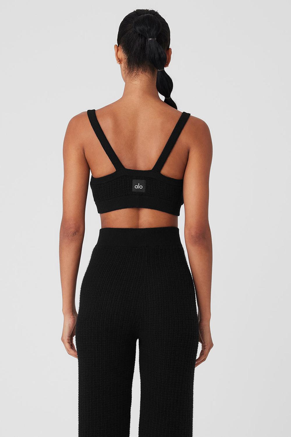 Sujetador Deportivo Alo Yoga Cashmere Plush Waffle V-Neck Mujer Negros | Mexico  LUB-306748