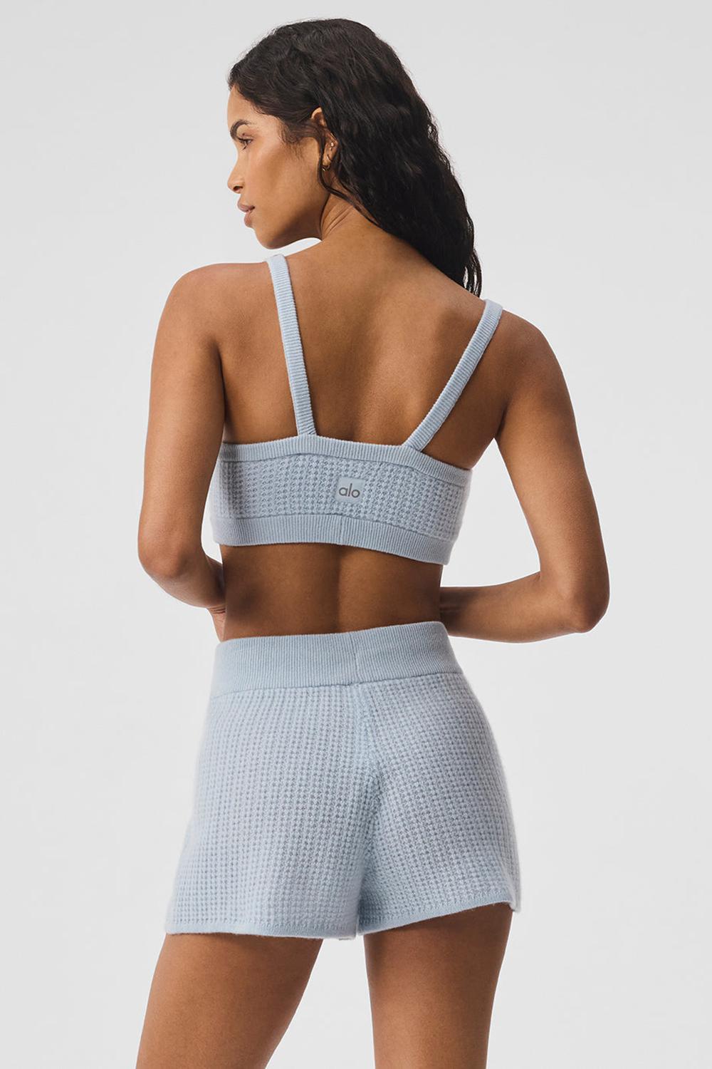 Sujetador Deportivo Alo Yoga Cashmere Plush Waffle V-Neck Mujer Azules | Mexico  UQE-409512