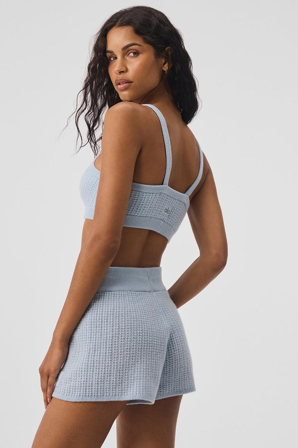 Sujetador Deportivo Alo Yoga Cashmere Plush Waffle V-Neck Mujer Azules | Mexico  UQE-409512