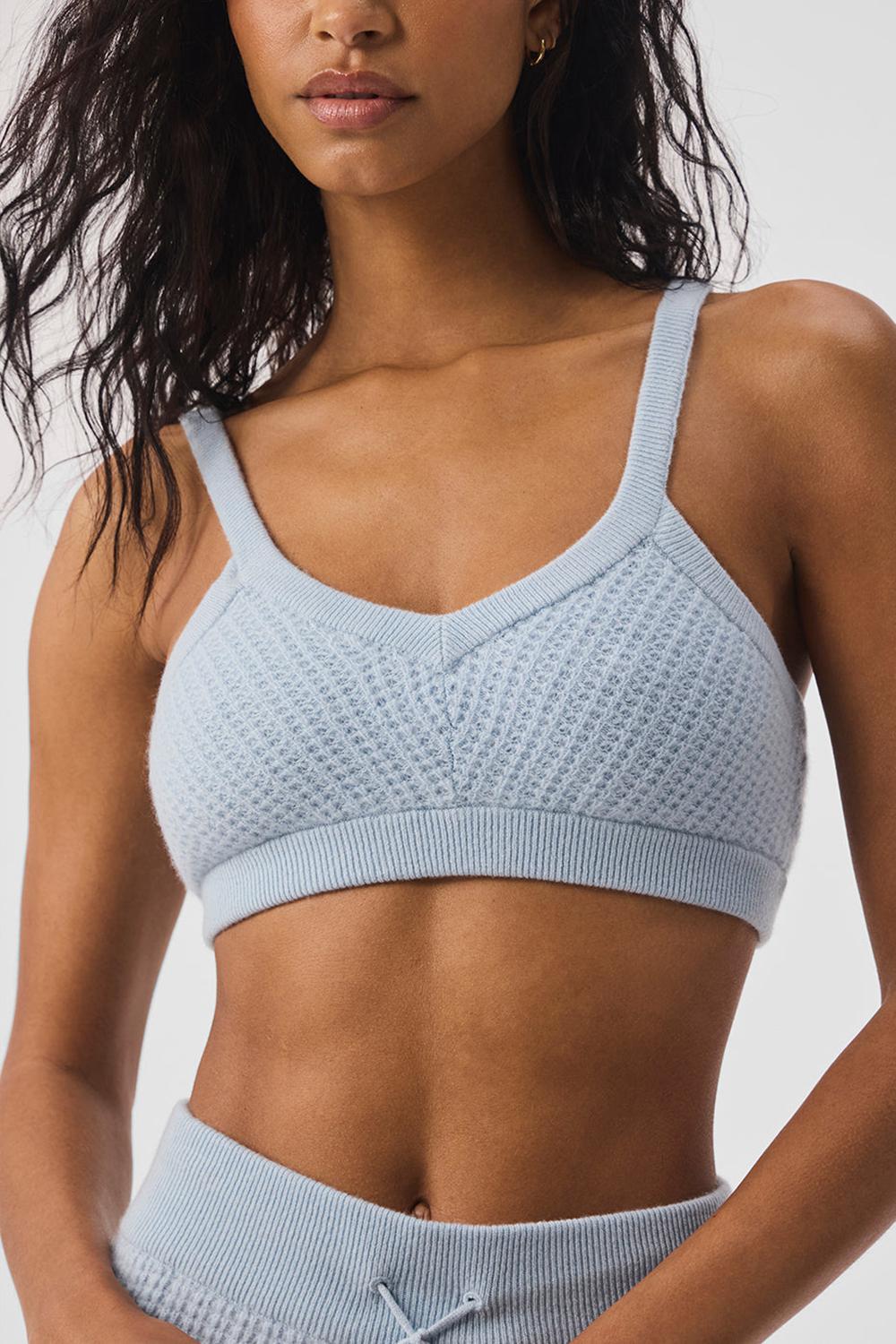 Sujetador Deportivo Alo Yoga Cashmere Plush Waffle V-Neck Mujer Azules | Mexico  UQE-409512