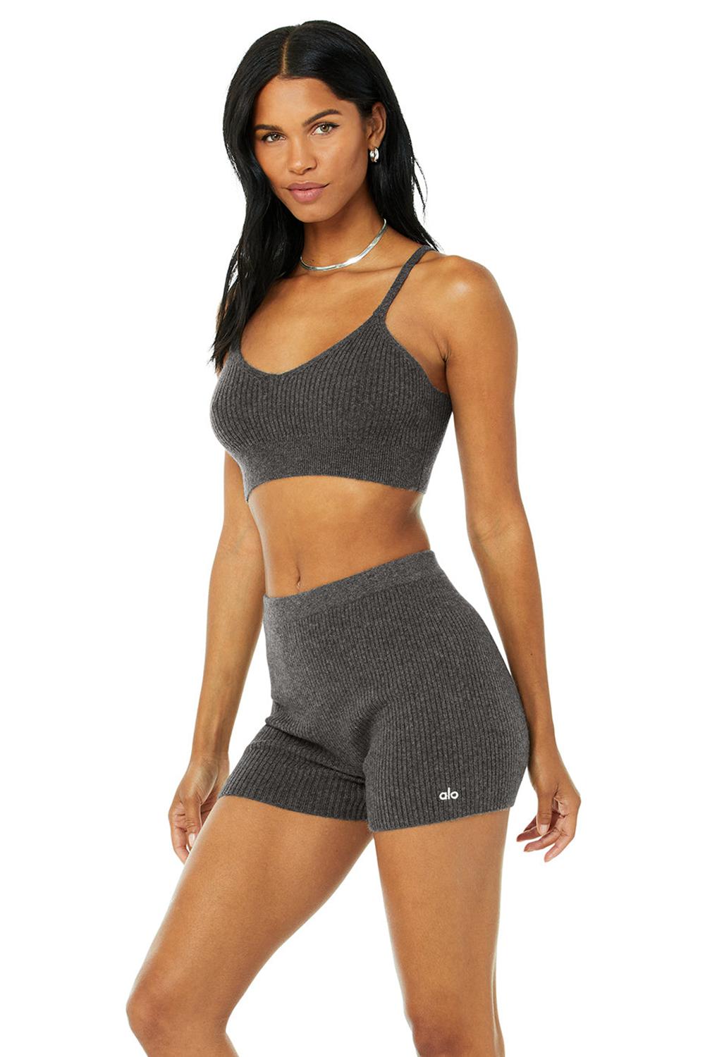 Sujetador Deportivo Alo Yoga Cashmere Ribbed Staycation Mujer Grises | Mexico  KCJ-960382