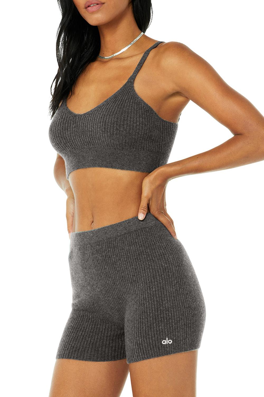 Sujetador Deportivo Alo Yoga Cashmere Ribbed Staycation Mujer Grises | Mexico  KCJ-960382